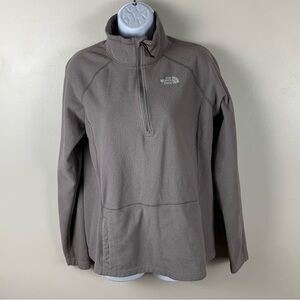 The North Face 1/4 Zip Fleece Pullover Womens Large L Gray Logo Sweater Gorpcore